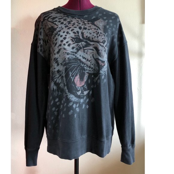 AllSaints Cheetah Leopard Cat Animal Print Sweatshirt Pullover - Picture 1 of 5